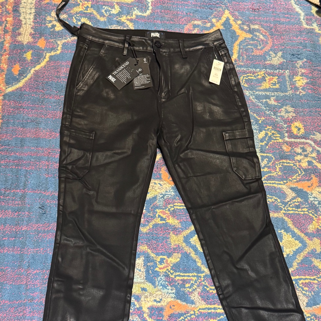 Paige Transcend Luxe Coating Cargo Straight Pants - Anthropologie